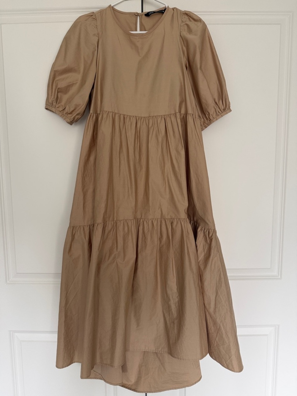 Zara Tan Tiered High Low Maxi Dress